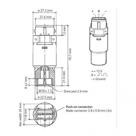 VDO Hall tacho - speed sender - 5.000 RPM - M22