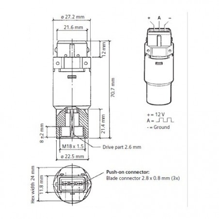 VDO Hall tacho - speed sender - 5.000 RPM - M22
