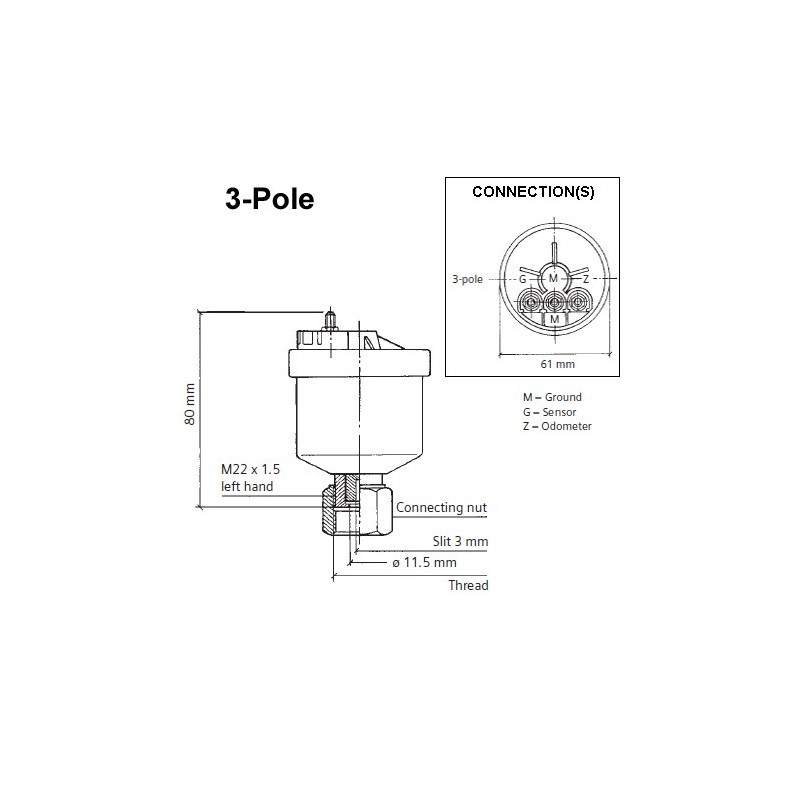 VDO Generator Drehzahl - Geschwindigkeit Sensor - M22