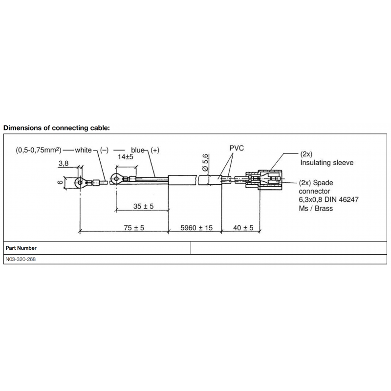VDO Exhaust pyrometer temperatuursensor kabel 6m