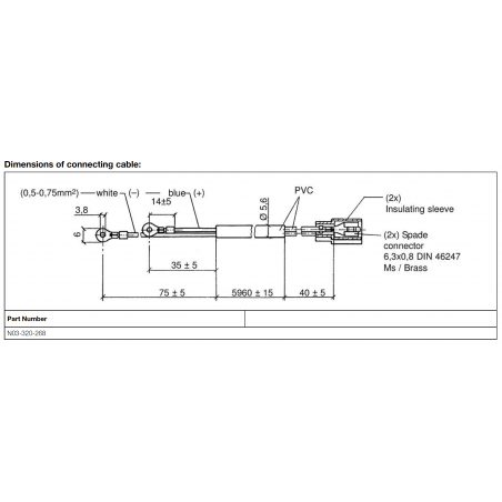 VDO Exhaust pyrometer temperature sensor cable 6m