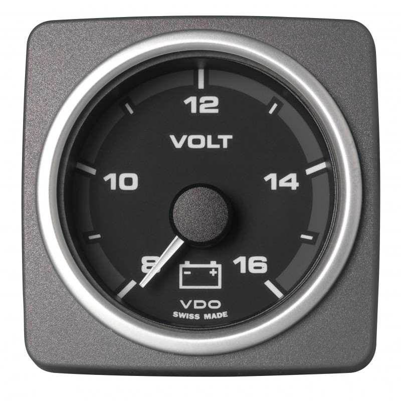 Veratron AcquaLink Voltmeter 8-16V Black 52mm