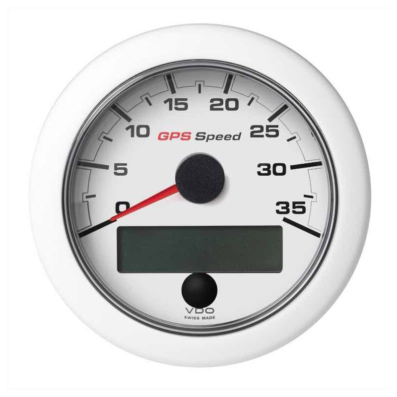 Veratron OceanLink II - 85 mm Compteur de vitesse blanc GPS 35 Kn-kmh-mph - 12–24V DLRW