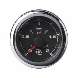 Veratron OceanLink II - 52mm Presión Turbo Negra 2Bar-30PSI - 12-24V DLRB