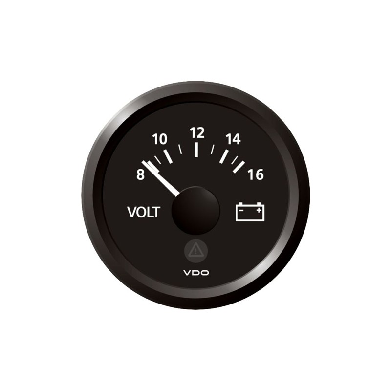 Veratron ViewLine - 52mm Black Voltmeter 8-16V DLTB