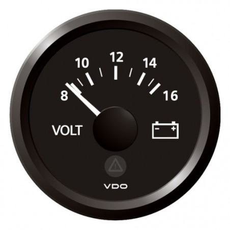 Veratron ViewLine - 52mm Black Voltmeter 8-16V DLTB