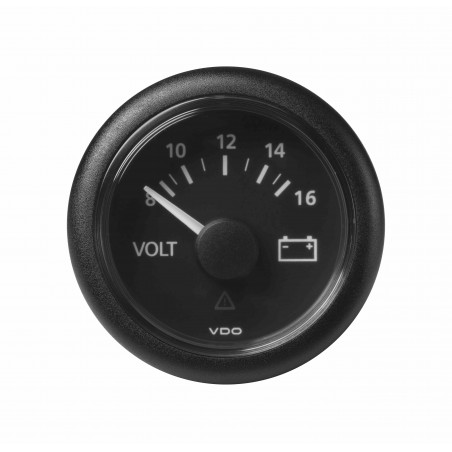 Veratron ViewLine - 52mm Black Voltmeter 8-16V DLRB