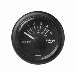 Veratron ViewLine - 52mm Black Engine Oil Pressure 5Bar-80PSI - 12-24V DLRB