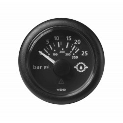 Veratron ViewLine - 52mm Black Gear Oil Pressure 25Bar-350PSI - 12-24V DLRB