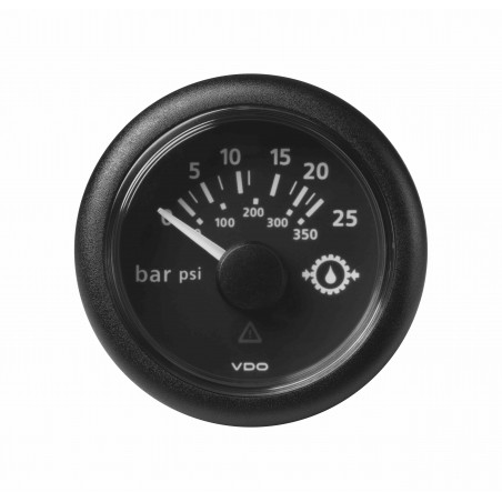 Veratron ViewLine - 52mm Black Gear Oil Pressure 25Bar-350PSI - 12-24V DLRB