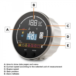 Veratron VMH 35-D GPS - 85 mm Multi functioneel display 12V - 24V