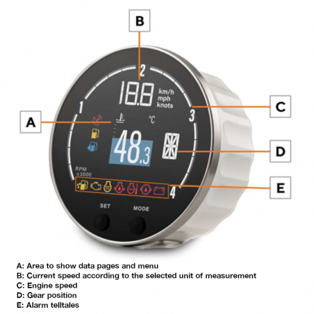 Veratron VMH 35-D - 85 mm Multifunktionale Anzeige 12V - 24V ohne GNSS Veratron VMH 35-D - 85 mm Multifunktionale Anzeige 12V - 24V ohne GNSS