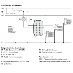 Veratron VMH 35-D - 85 mm wyświetlacz wielofunkcyjny 12V - 24V bez GNSS