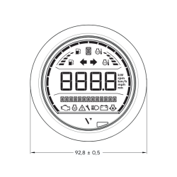 Veratron VL Digital Tachometer Black 85mm Round Bezel