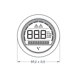Veratron VL Digital Multifunction-instrument Zwarte 52mm ronde chromen bezel