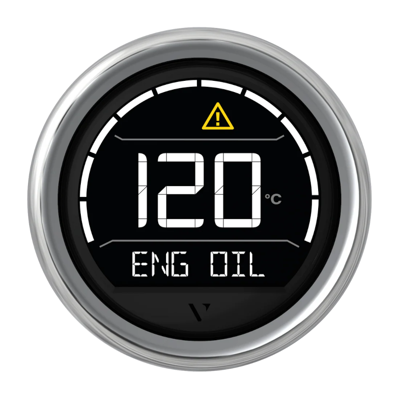 Veratron VL Instrumento Multifunção Digital Preto 52mm Moldura redonda cromada