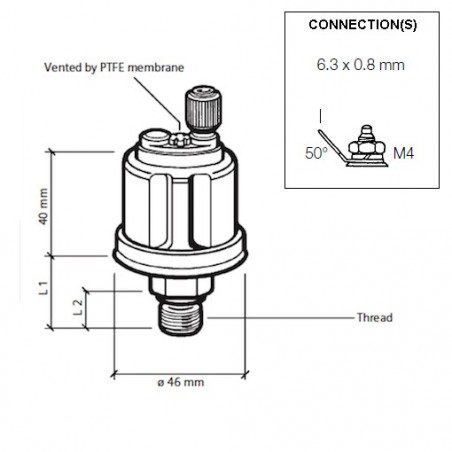 VDO Druksensor 0-10 Bar – R1/8 DIN 2999