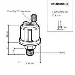 VDO Pressure sender 0-3 Bar - M12