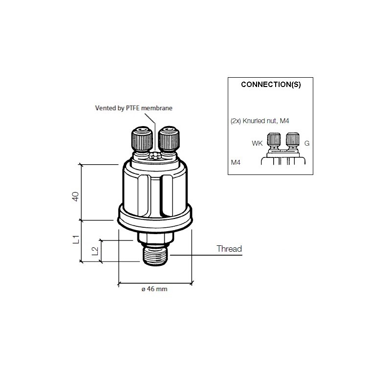 VDO Pressure sender 0-10 Bar - 1/8-27 NPTF