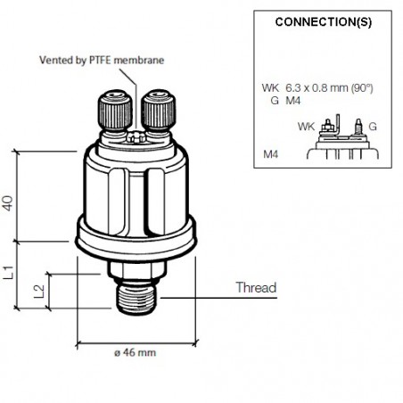 VDO Pressure sender 0-5 Bar - M14