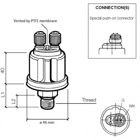 VDO Pressure sender 0-10 Bar - M14