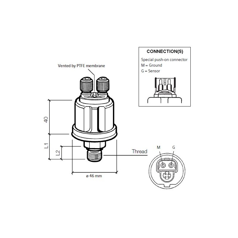 VDO Druckgeber 0-7 Bar – 1/8-27 Dryseal