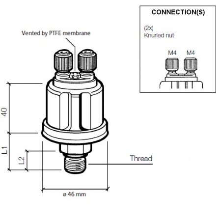 VDO Pressure sender 0-10 Bar -  R1/8 DIN 2999