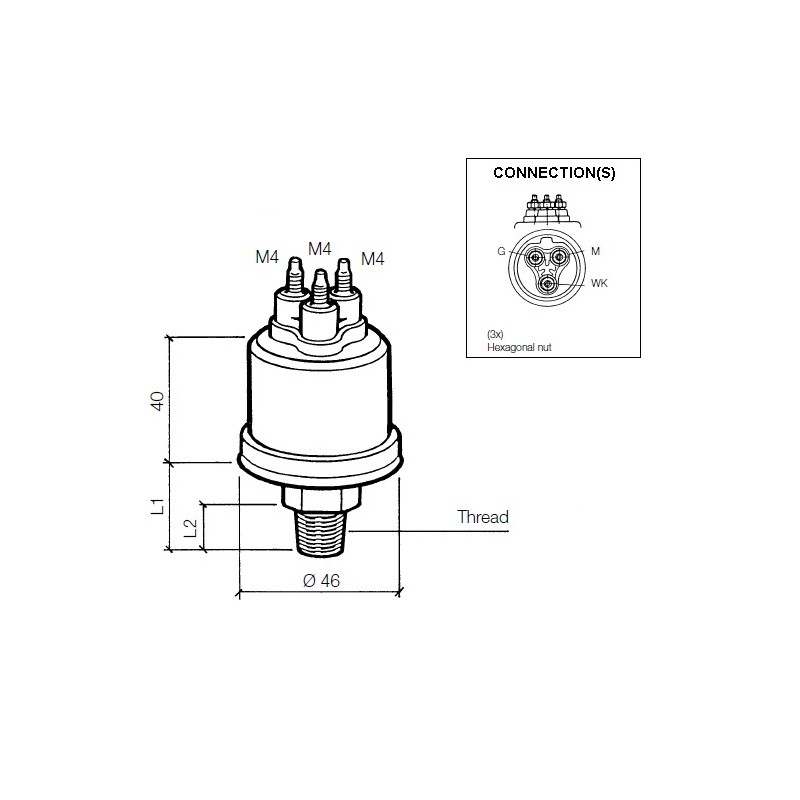 VDO Druksensor 0-10 Bar - M14