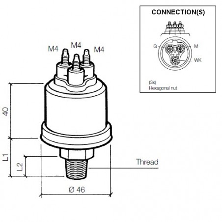 VDO Druksensor 0-10 Bar - M14