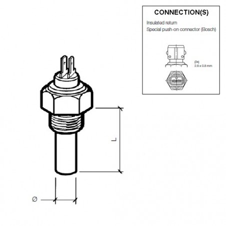 VDO Coolant temperature sender 130°C - M14